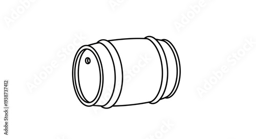 Wooden Barrel Icon, Simple Line Art Illustration of a Cask for Wine or Whiskey