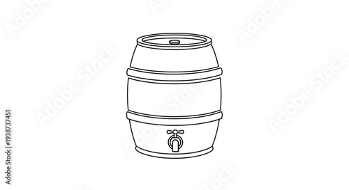 Wooden Barrel with Tap - Outline Icon