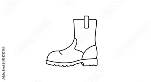 Work Boot Icon Line Art: Safety Footwear for Construction and Industry