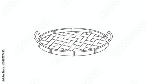 Woven Bamboo Oval Tray with Handles - Handcrafted Serving Dish