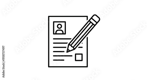 Writing Resume or Application Form with Pencil Icon