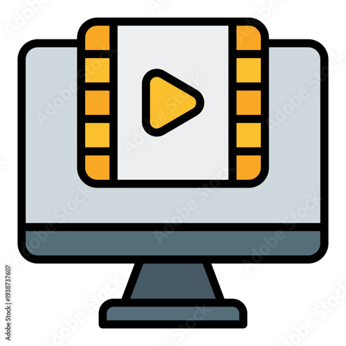Video editing Filled Line Icon. Film production tool symbol. Creative media and post production Filled Line Icon