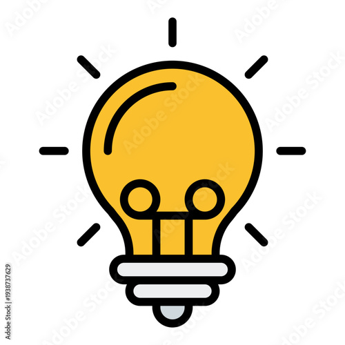 Light bulb 1 Filled Line Icon. Bright idea symbol. Inspiration and innovation concept Filled Line Icon