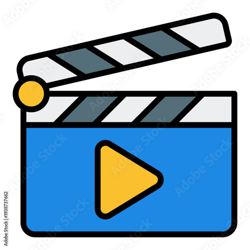 Film Filled Line Icon. Video production symbol. Creative media and filmmaking Filled Line Icon