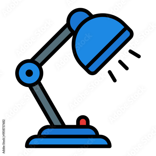 Desk lamp Filled Line Icon. Workspace lighting symbol. Creative desk and design inspiration Filled Line Icon