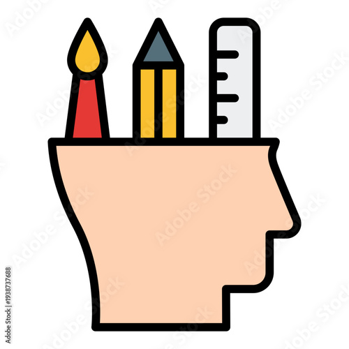 Creativity Filled Line Icon. Imagination symbol. Innovative thinking and artistic inspiration Filled Line Icon