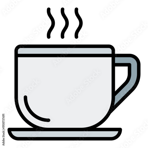 Coffee mug Filled Line Icon. Creative workspace symbol. Designer desk and brainstorming inspiration Filled Line Icon