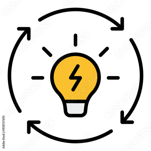 Creative process Filled Line Icon. Innovation workflow symbol. Design thinking and idea development Filled Line Icon