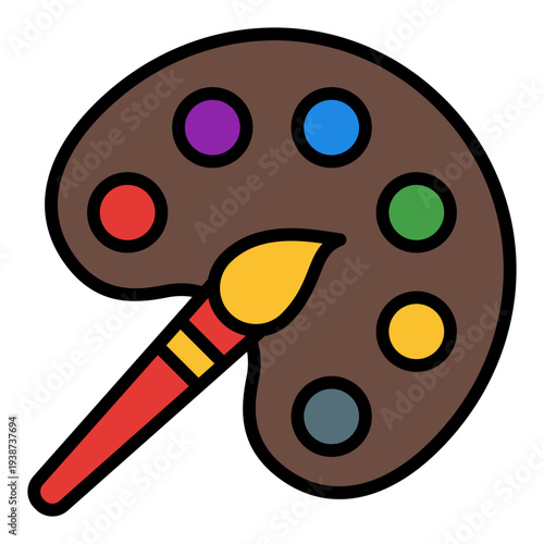 Color palette Filled Line Icon. Graphic design tool symbol. Creativity and color selection Filled Line Icon