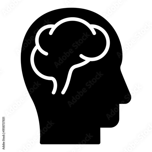 Mind Glyph Icon. Thinking brain symbol. Creativity and problem solving Glyph Icon