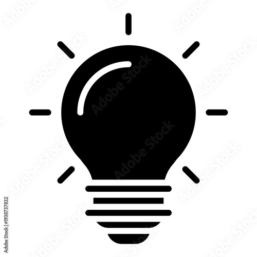 Light bulb Glyph Icon. Idea concept symbol. Innovation and creative thinking Glyph Icon