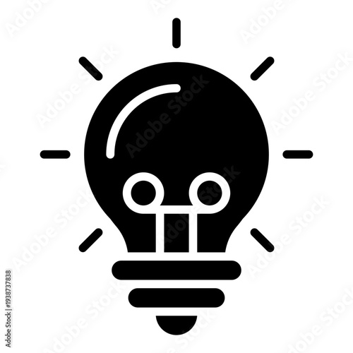 Light bulb 1 Glyph Icon. Bright idea symbol. Inspiration and innovation concept Glyph Icon