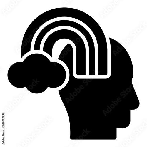 Imagination Glyph Icon. Creative mind symbol. Innovation and artistic inspiration Glyph Icon