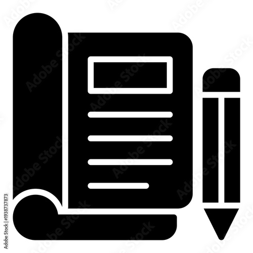 Editorial Glyph Icon. Content creation symbol. Media design and creative publishing Glyph Icon