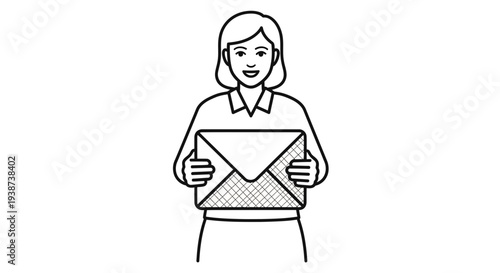 Woman Holding Envelope, Sending Mail, Communication Concept