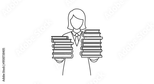 Woman Holding Stack of Books, Education Concept, Knowledge Acquisition, Library, Study