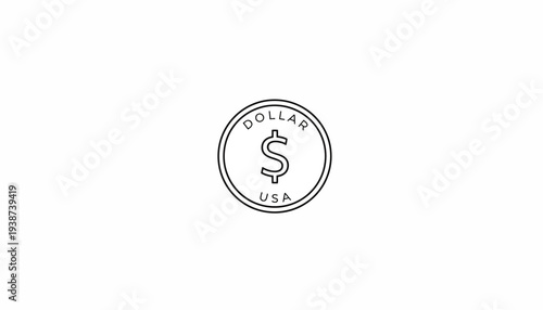 USA Dollar Coin Icon, Currency Symbol, Finance and Business Concept