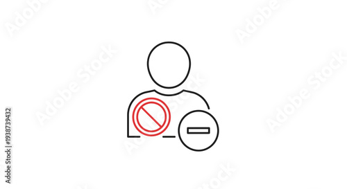 User Account Blocked Icon, Forbidden Access Symbol, Delete User Profile Concept