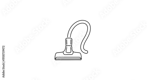 Vacuum Cleaner Head with Hose - Minimalist Line Art Icon