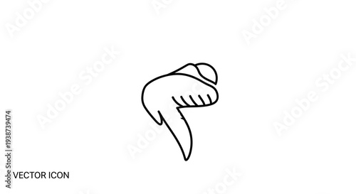 Vector icon of a chicken wing, simple line art, isolated on white background