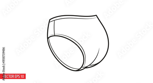 Vector Line Art of Women's Briefs Underwear, Fashion Sketch