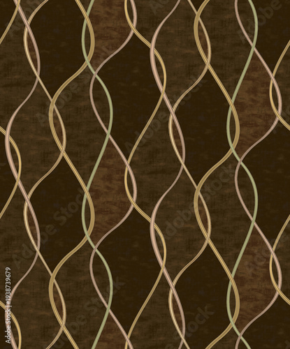 Obraz na plátně Seamless luxury background, graceful curvilinear lines emerging from deep coffee