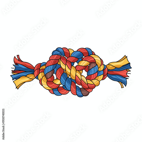 Colorful Rope Toy Tied in a Knotted Design Ideal for Pet Play and Training