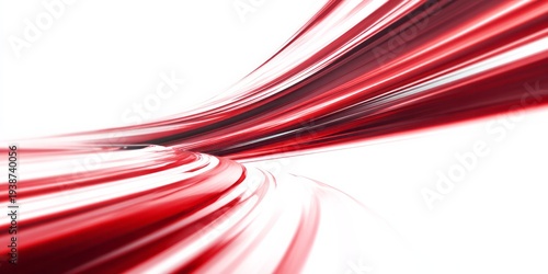 Dynamic abstract streaks of vibrant red light flow across a bright white background.