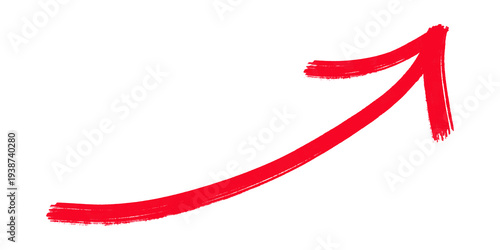 Konstfotografi red arrow pointing upward, isolated PNG. Hand drawn red arrow.