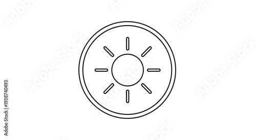 Sun Icon, Brightness Symbol, Light Intensity, Weather, Energy, Simple Line Art
