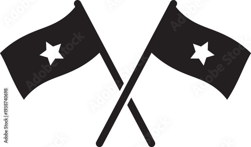 Two crossed flags with stars, symbolizing unity and nation