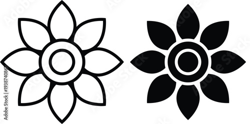 Minimalist flower mandala black and white line art vector illustration
