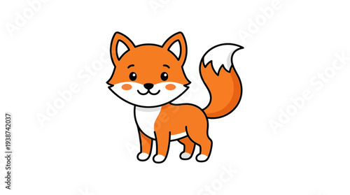 Cute fox flat vector illustration
