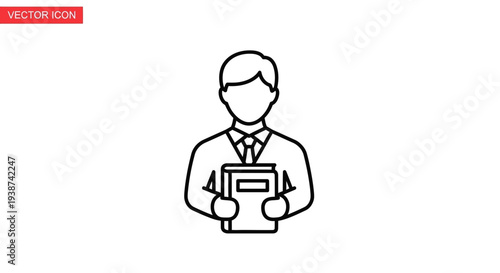 Student Holding Books Icon, Person with Books, Education and Learning Symbol