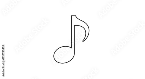 Single Musical Note Outline Icon, Eighth Note Symbol, Music Concept