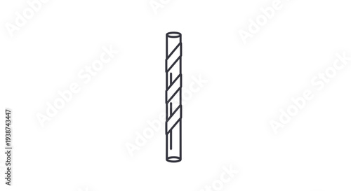 Single striped drinking straw, isolated on white background, line art icon