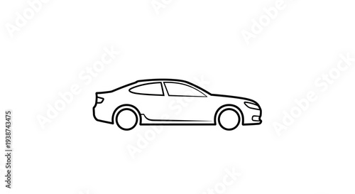 Sleek Sedan Car Outline Icon Vector Illustration