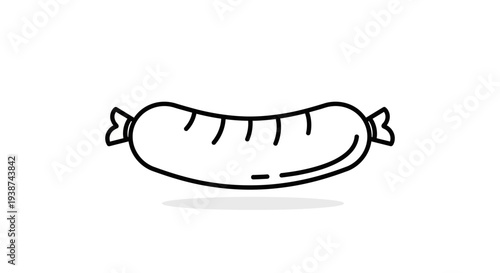 Simple Sausage Icon Line Art, Minimalist Food Graphic, Vector Sausage Illustration
