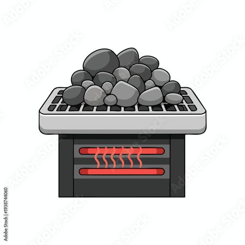 Barbecue Grill with Charcoal and Flames