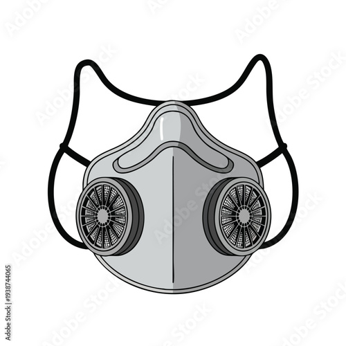 Gray Gas Mask Illustration