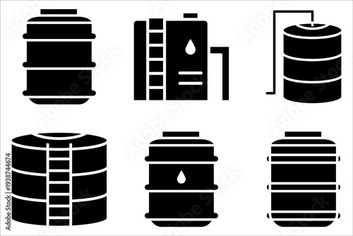 Water tank  Icon set. Symbol isolated on white background. vector illustration.