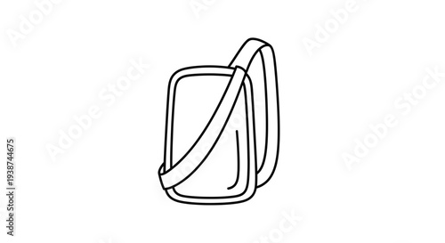 Simple Line Drawing of a Sling Bag, Minimalist Icon of a Crossbody Bag
