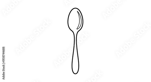 Simple Line Drawing of a Spoon on a White Background