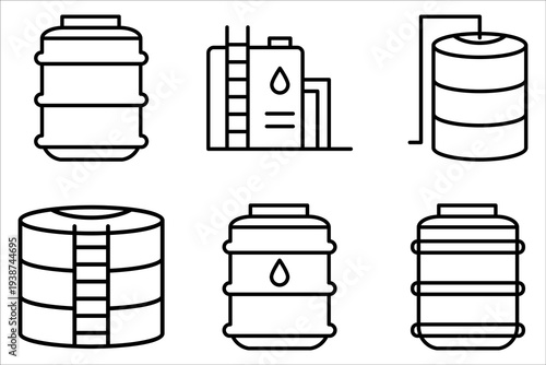 Water tank  Icon set. Symbol isolated on white background. vector illustration.