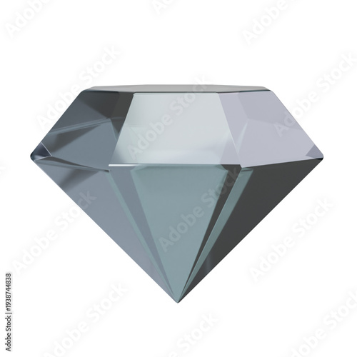 Stunning 3D Rendering of a Brilliant Cut Diamond Gemstone on a White Background, Showcasing its Facets and Sparkle