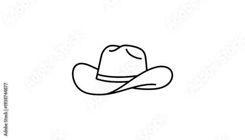 Simple Line Drawing of a Cowboy Hat