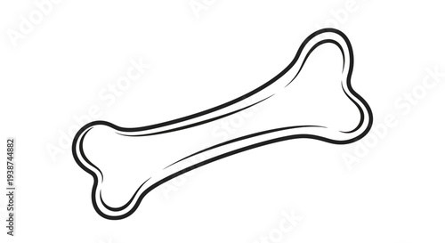 Simple Line Drawing of a Dog Bone, Isolated on White Background, Vector Illustration