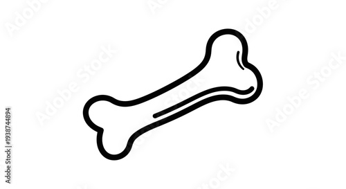 Simple Line Drawing of a Dog Bone Icon