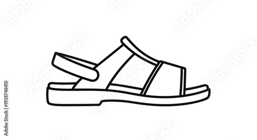 Simple Line Drawing of a Comfortable Walking Sandal for Summer