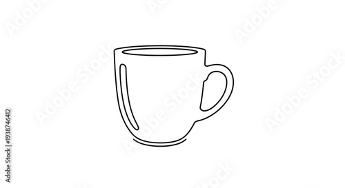 Simple Line Drawing of a Coffee Mug on White Background
